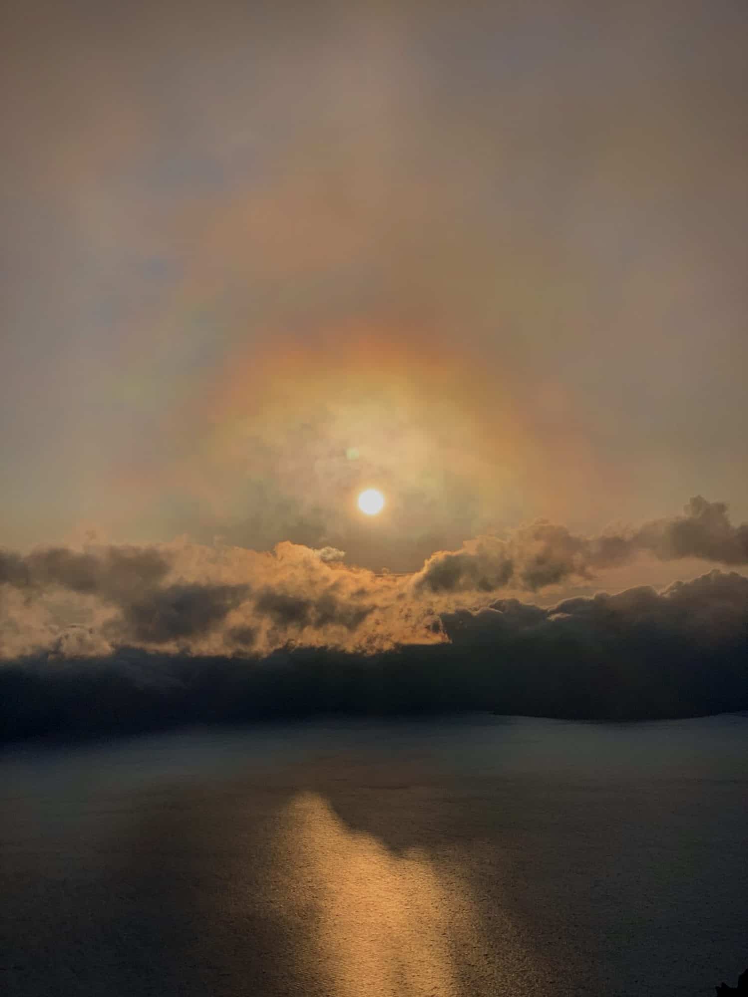 Sun Behind Fog and Clouds, Crater Lake